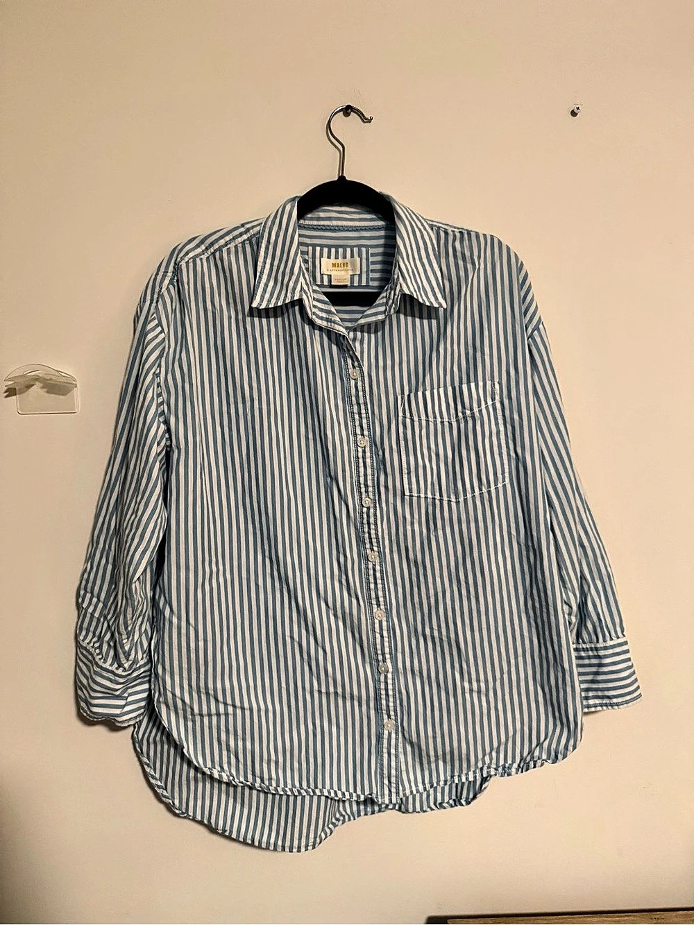 Maeve Kate Classic Buttondown Shirt Blue & White Striped Medium